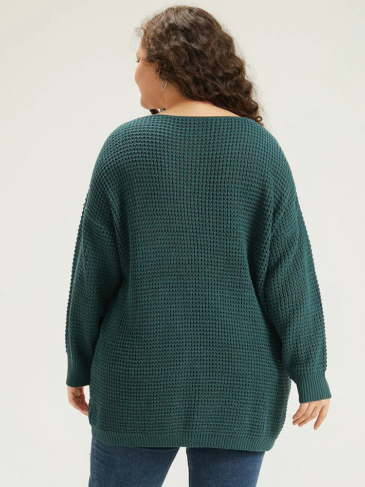 Cable Knit Plain Elastic Cuffs Pullover sold by Bloomchic product image thumbnail 2