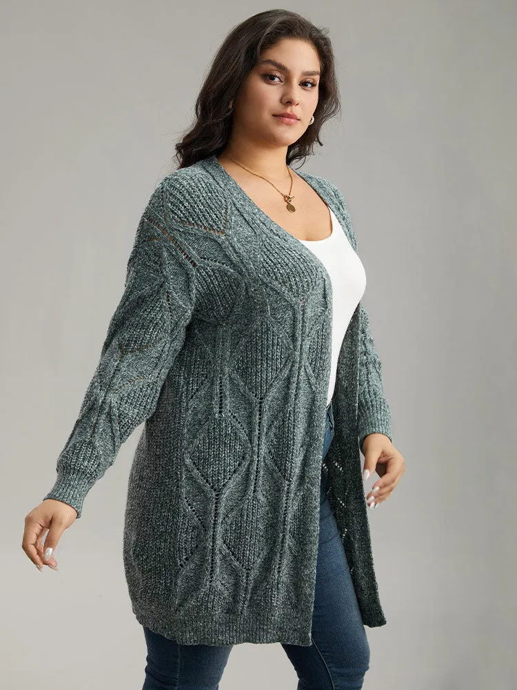 Plain Cable Knit Drop Shoulder Cardigan sold by Bloomchic product image thumbnail 4