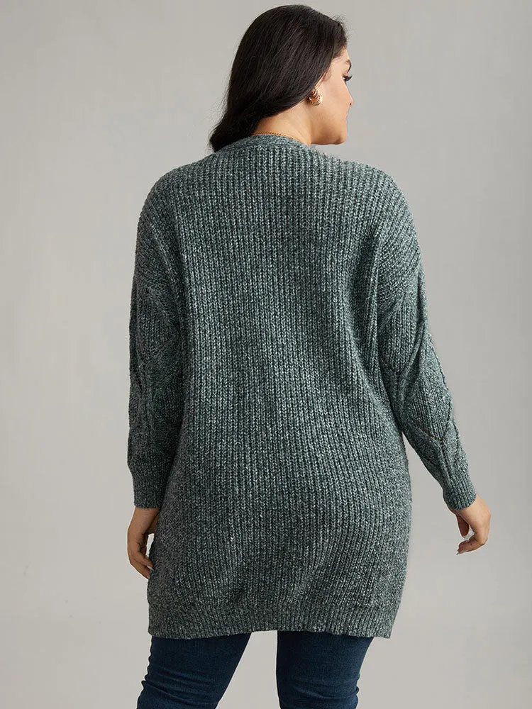 Plain Cable Knit Drop Shoulder Cardigan sold by Bloomchic product image thumbnail 2