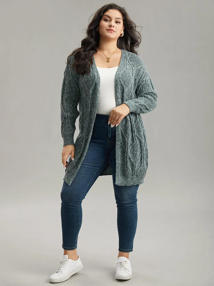 Plain Cable Knit Drop Shoulder Cardigan sold by Bloomchic product image thumbnail 5