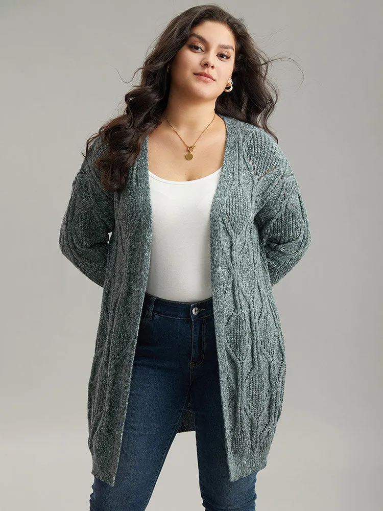 Plain Cable Knit Drop Shoulder Cardigan sold by Bloomchic product image thumbnail 3