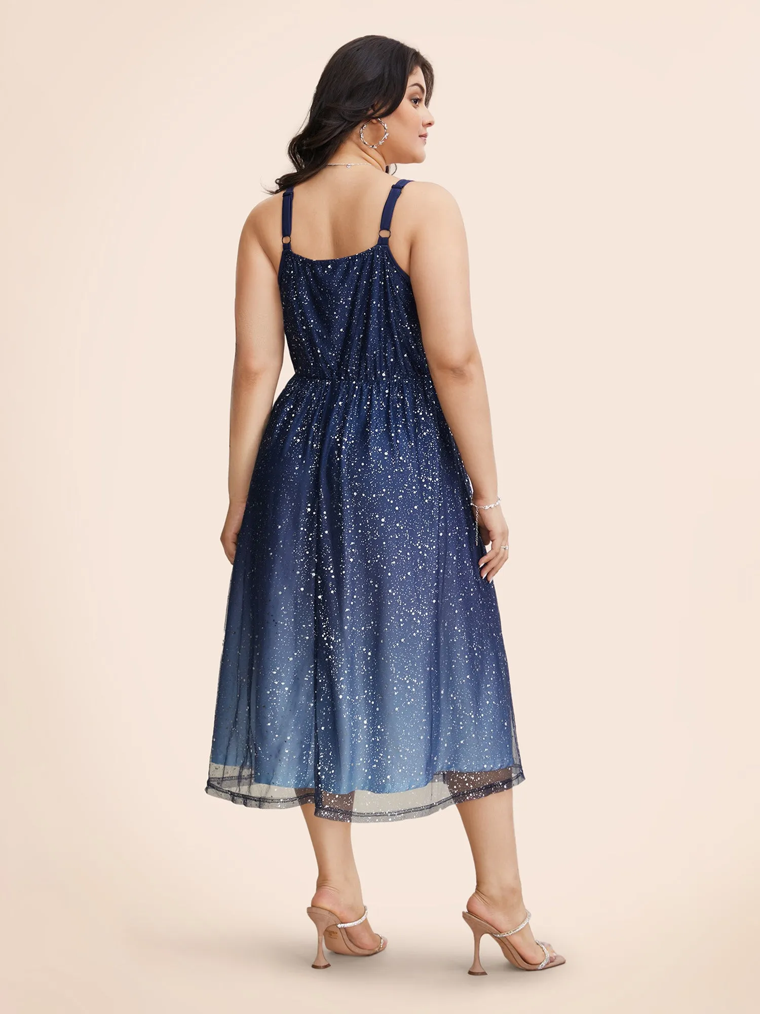 Ombre Glitter Mesh Cami Midi Dress sold by Bloomchic product image thumbnail 5