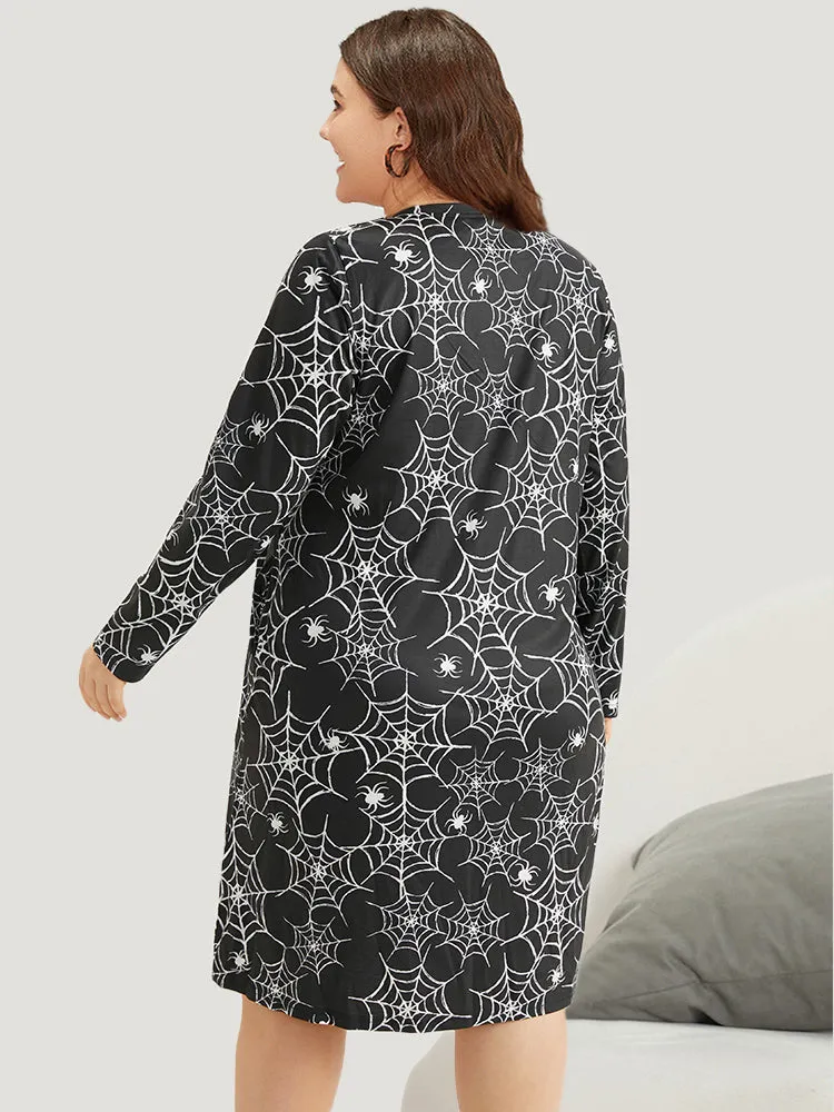 Halloween Spider Web Print Sleep Dress sold by Bloomchic product image thumbnail 2