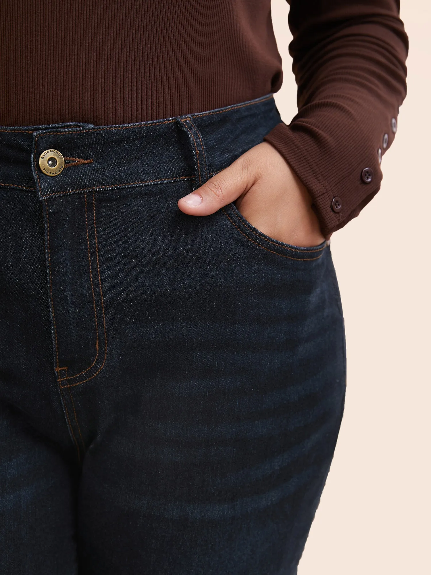 Stretch Denim Geometric Embroided Micro-Flare Jeans sold by Bloomchic product image thumbnail 4