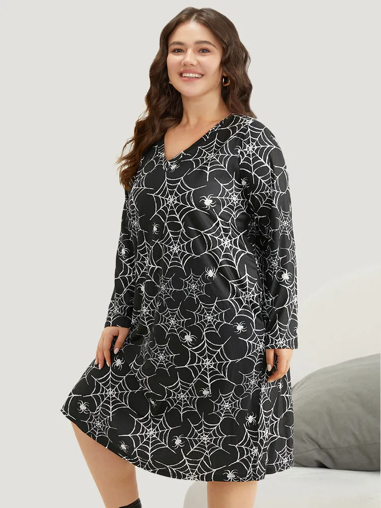 Halloween Spider Web Print Sleep Dress sold by Bloomchic product image thumbnail 3