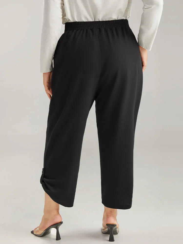 Plain Elastic Waist Button Detail Sweatpant sold by Bloomchic product image thumbnail 4
