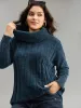 Turtle Neck Plain Rib Knit Pullover sold by Bloomchic