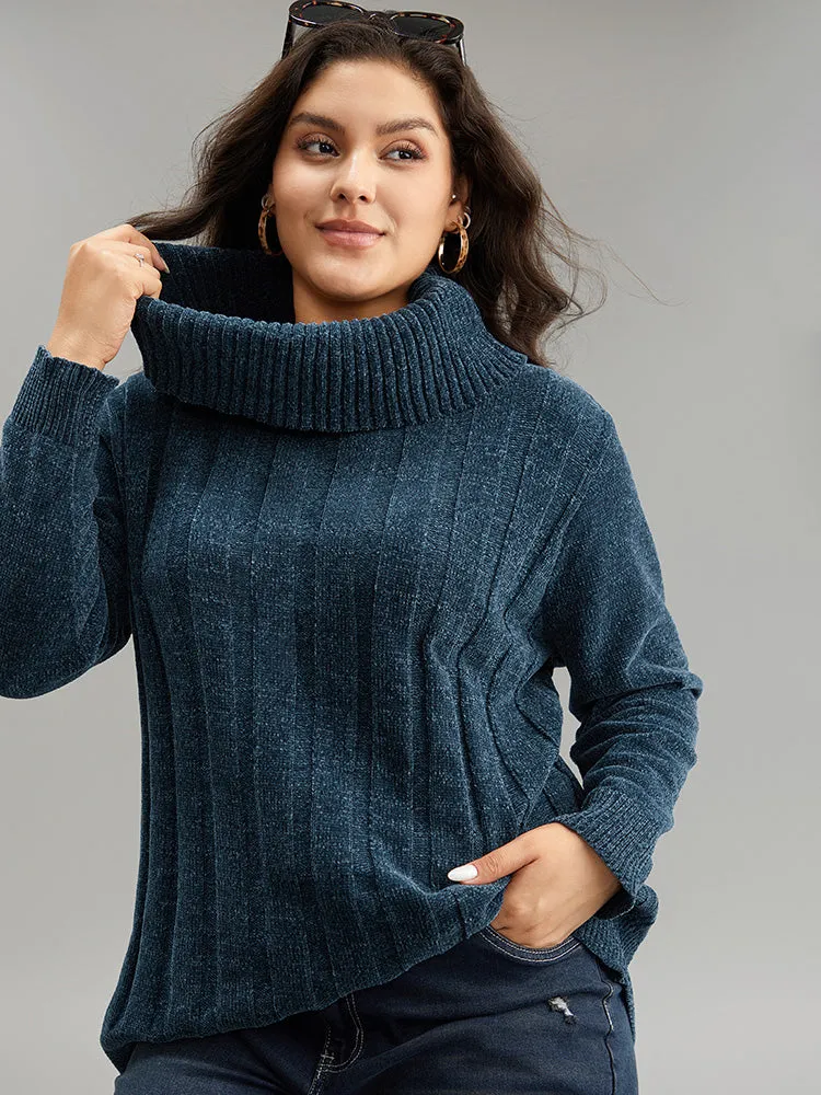 Turtle Neck Plain Rib Knit Pullover sold by Bloomchic product image thumbnail 4