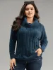 Turtle Neck Plain Rib Knit Pullover sold by Bloomchic