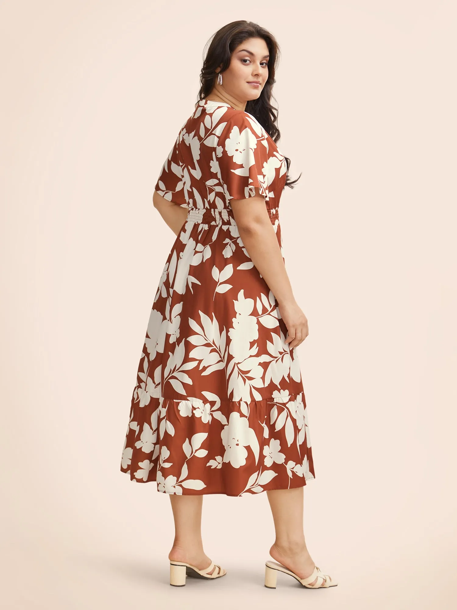 Silhouette Floral Print Shirred Ruffles Dress sold by Bloomchic product image thumbnail 3
