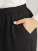 Plain Elastic Waist Button Detail Sweatpant sold by Bloomchic