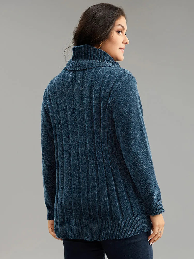 Turtle Neck Plain Rib Knit Pullover sold by Bloomchic product image thumbnail 2