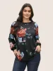 Floral Print Raglan Sleeve Rib Knit Sweatshirt sold by Bloomchic