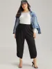 Plain Elastic Waist Button Detail Sweatpant sold by Bloomchic