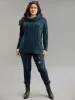 Turtle Neck Plain Rib Knit Pullover sold by Bloomchic