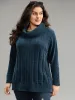 Turtle Neck Plain Rib Knit Pullover sold by Bloomchic