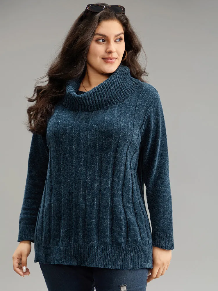 Turtle Neck Plain Rib Knit Pullover sold by Bloomchic product image thumbnail 3