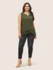 Solid Keyhole Tiered Hem Tank Top sold by Bloomchic