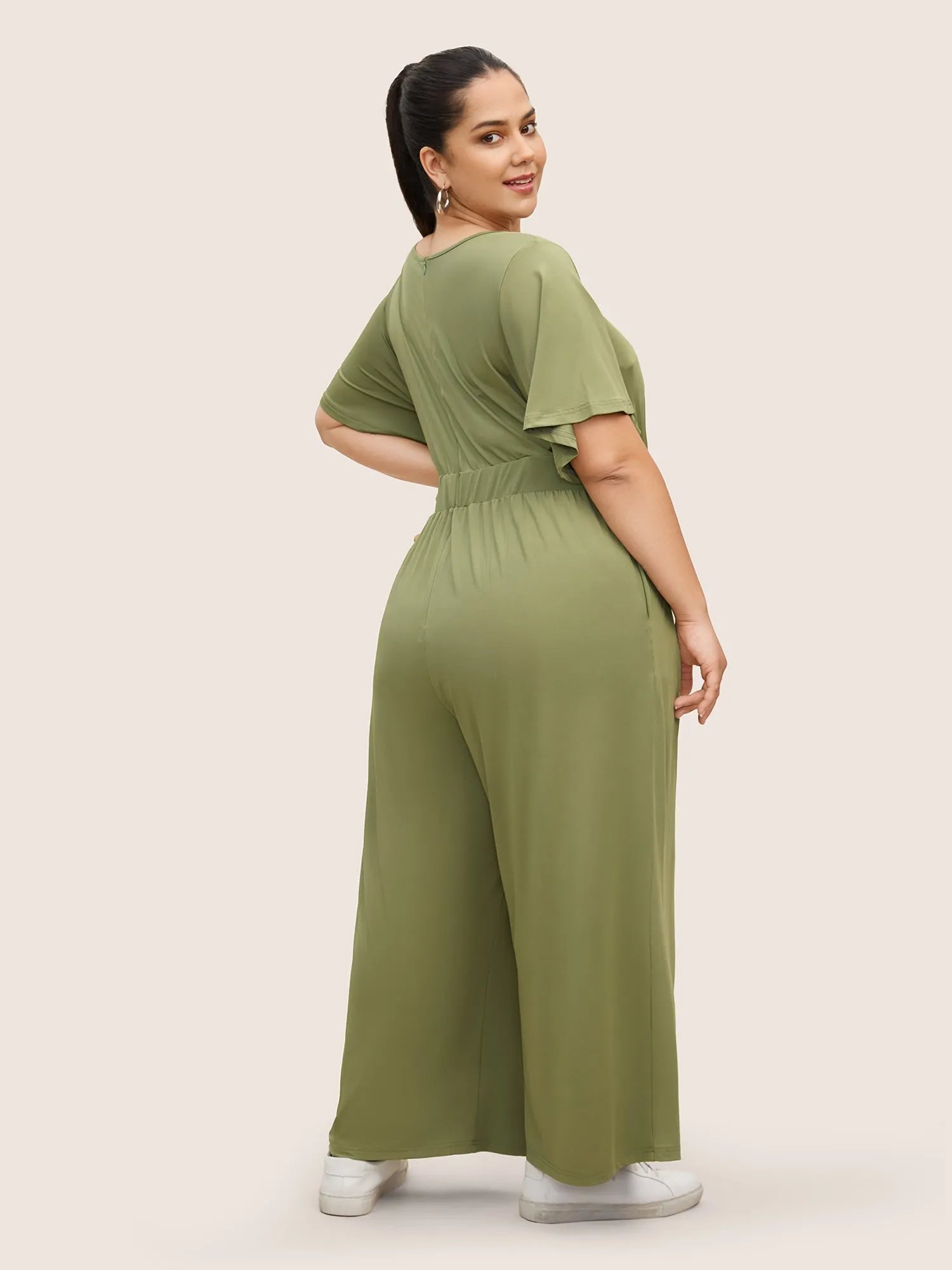Supersoft Essentials Plain Wrap Pleated Pocket Jumpsuit sold by Bloomchic product image thumbnail 4