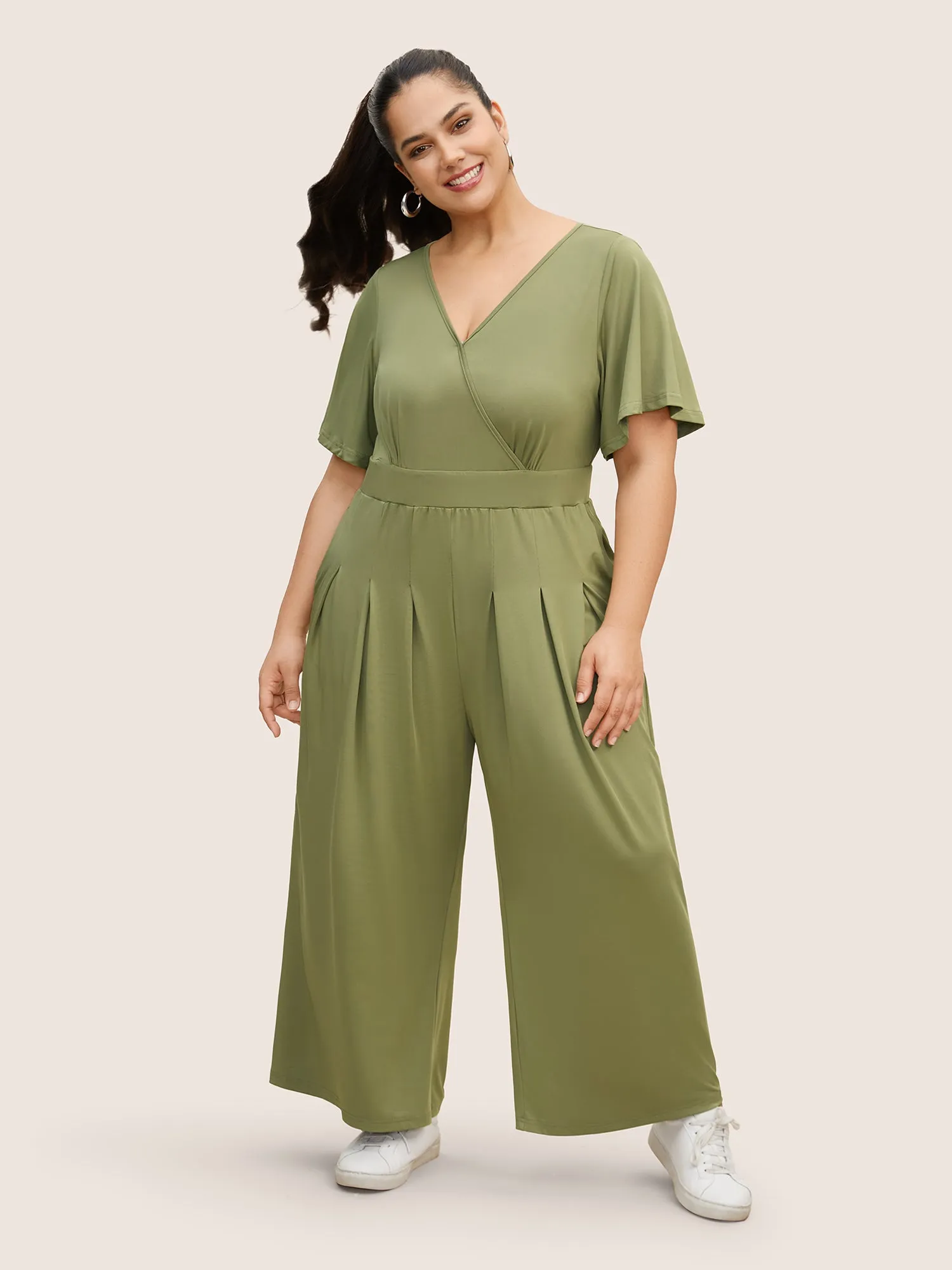 Supersoft Essentials Plain Wrap Pleated Pocket Jumpsuit sold by Bloomchic product image thumbnail 3