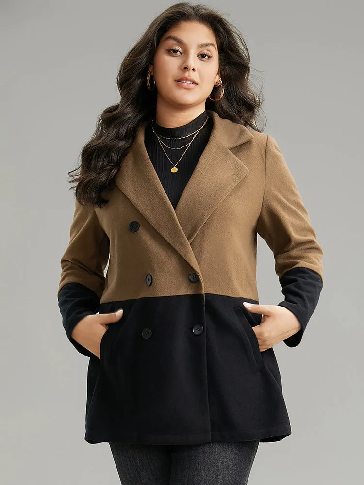 Contrast Lapel Collar Double Breasted Pocket Coat sold by Bloomchic product image thumbnail 3