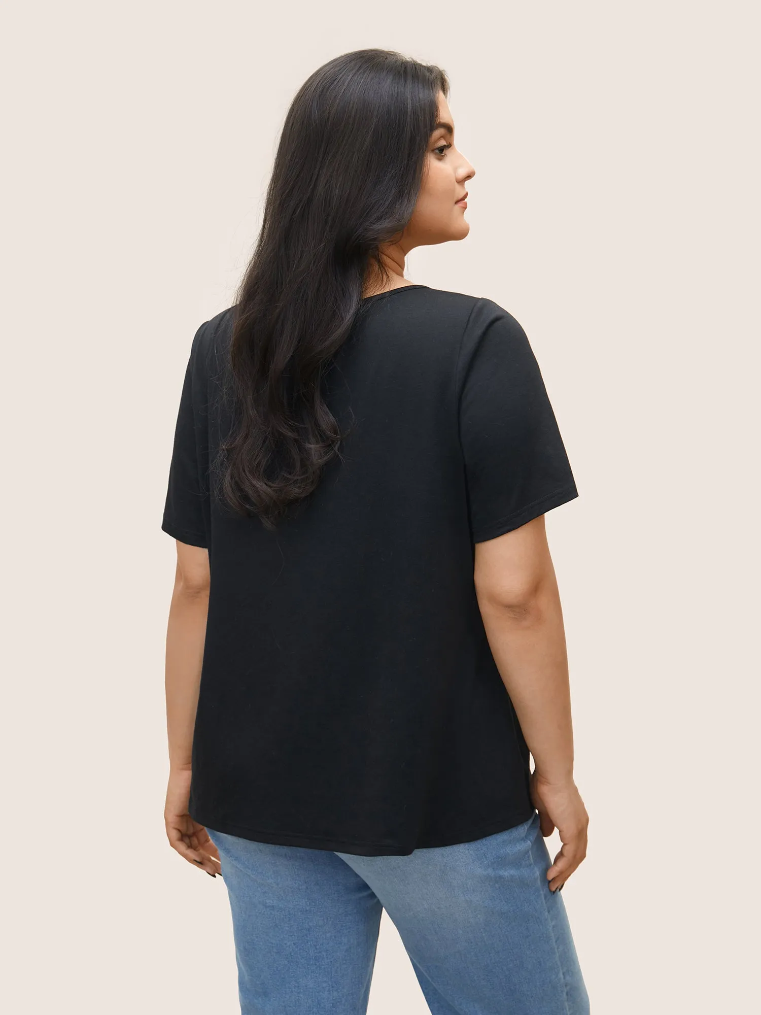 Solid Asymmetrical Hem Cut Out T-shirt sold by Bloomchic product image thumbnail 2