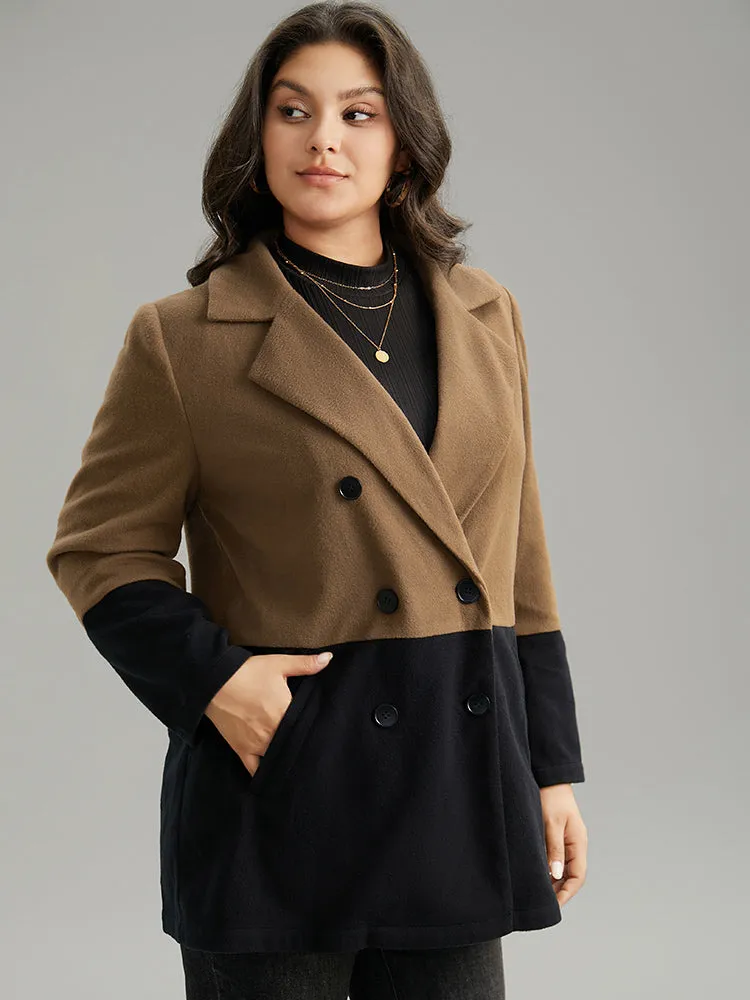 Contrast Lapel Collar Double Breasted Pocket Coat sold by Bloomchic product image thumbnail 4
