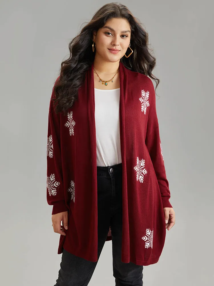 Supersoft Essentials Snowflake Lapel Collar Cardigan sold by Bloomchic