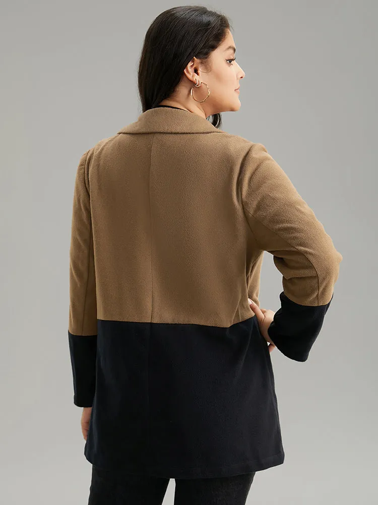 Contrast Lapel Collar Double Breasted Pocket Coat sold by Bloomchic product image thumbnail 5