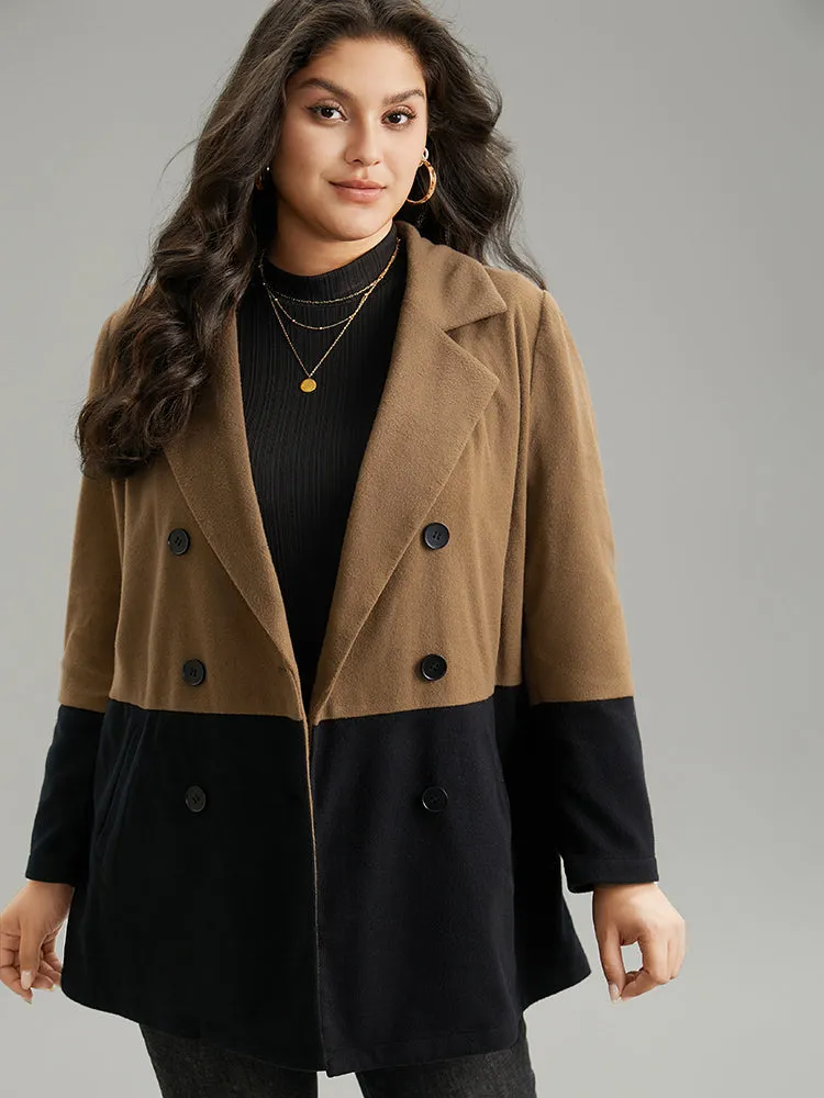 Contrast Lapel Collar Double Breasted Pocket Coat sold by Bloomchic product image thumbnail 2