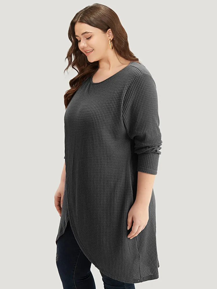 Waffle Knit Pocket Crew Neck Wrap T-shirt sold by Bloomchic product image thumbnail 5