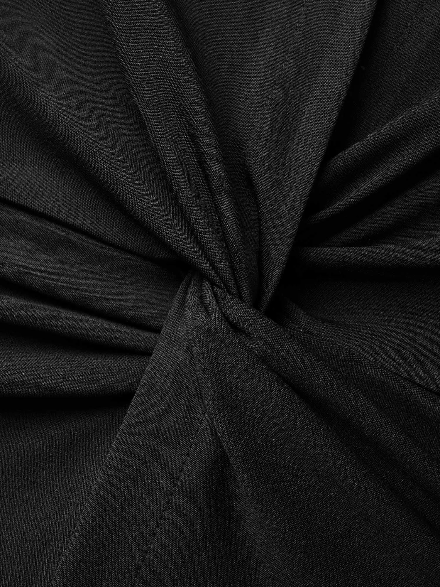 Stretch Woven Front Knot Slim-Fit Blouse sold by Bloomchic product image thumbnail 5