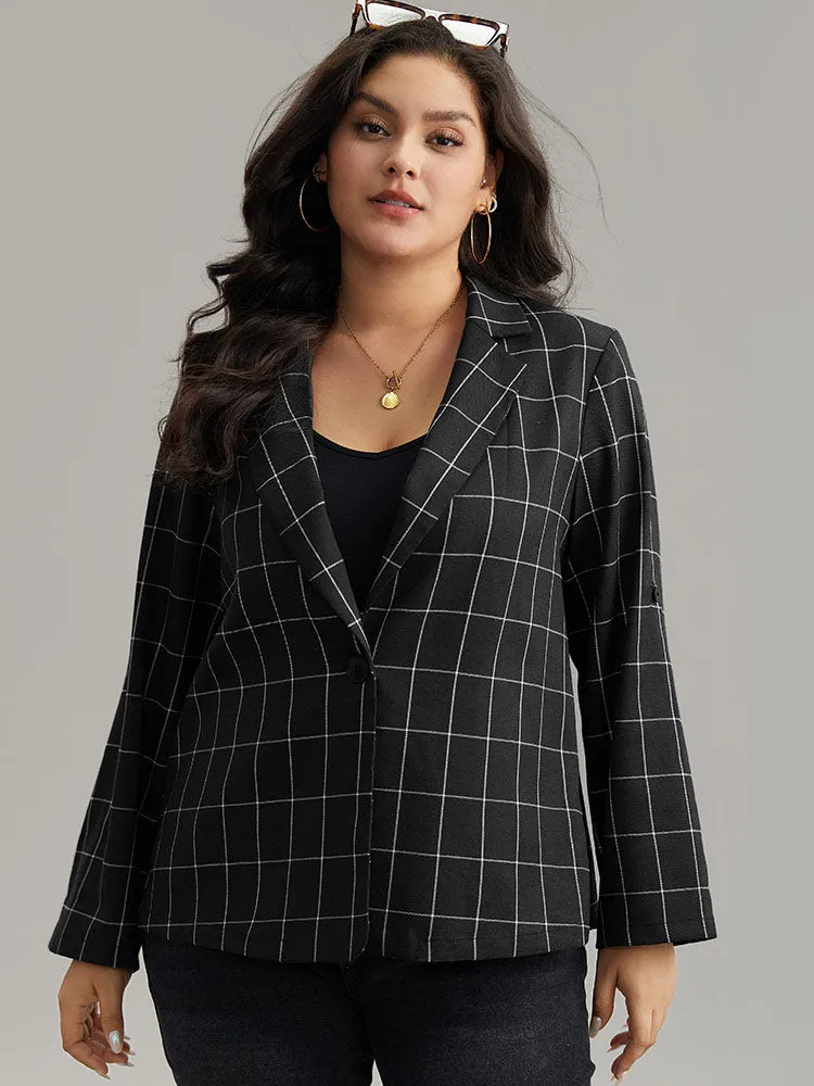 Plaid Suit Collar Tab Sleeve Button Up Blazer sold by Bloomchic product image thumbnail 5