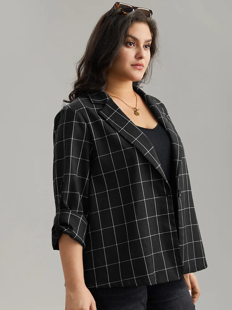 Plaid Suit Collar Tab Sleeve Button Up Blazer sold by Bloomchic product image thumbnail 3