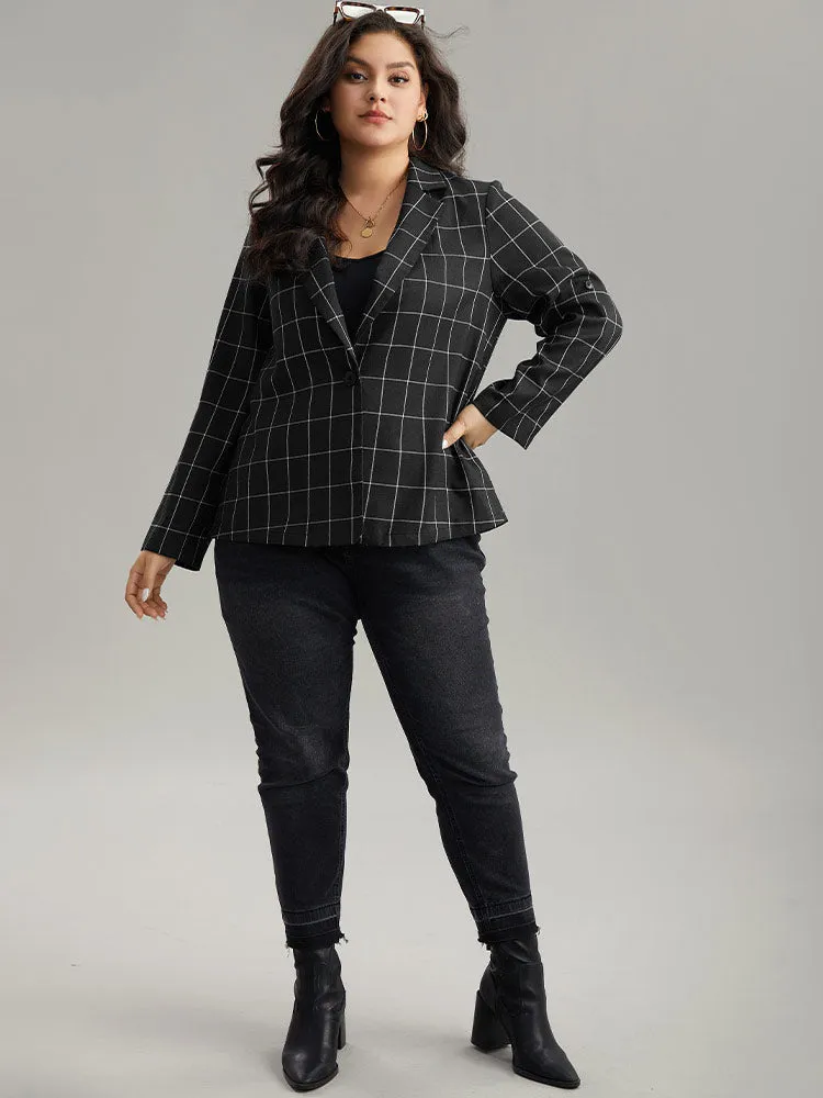 Plaid Suit Collar Tab Sleeve Button Up Blazer sold by Bloomchic product image thumbnail 4