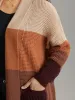 Colorblock Contrast Pocket Open Front Cardigan sold by Bloomchic