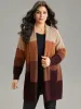 Colorblock Contrast Pocket Open Front Cardigan sold by Bloomchic