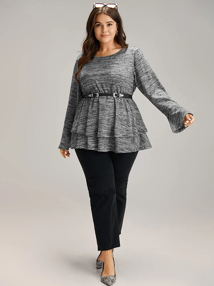 Plain Ruffle Layered Hem T-shirt sold by Bloomchic product image thumbnail 4