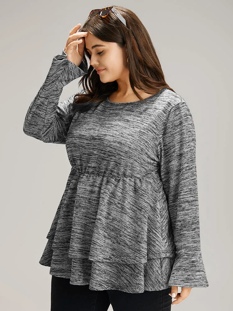Plain Ruffle Layered Hem T-shirt sold by Bloomchic product image thumbnail 5