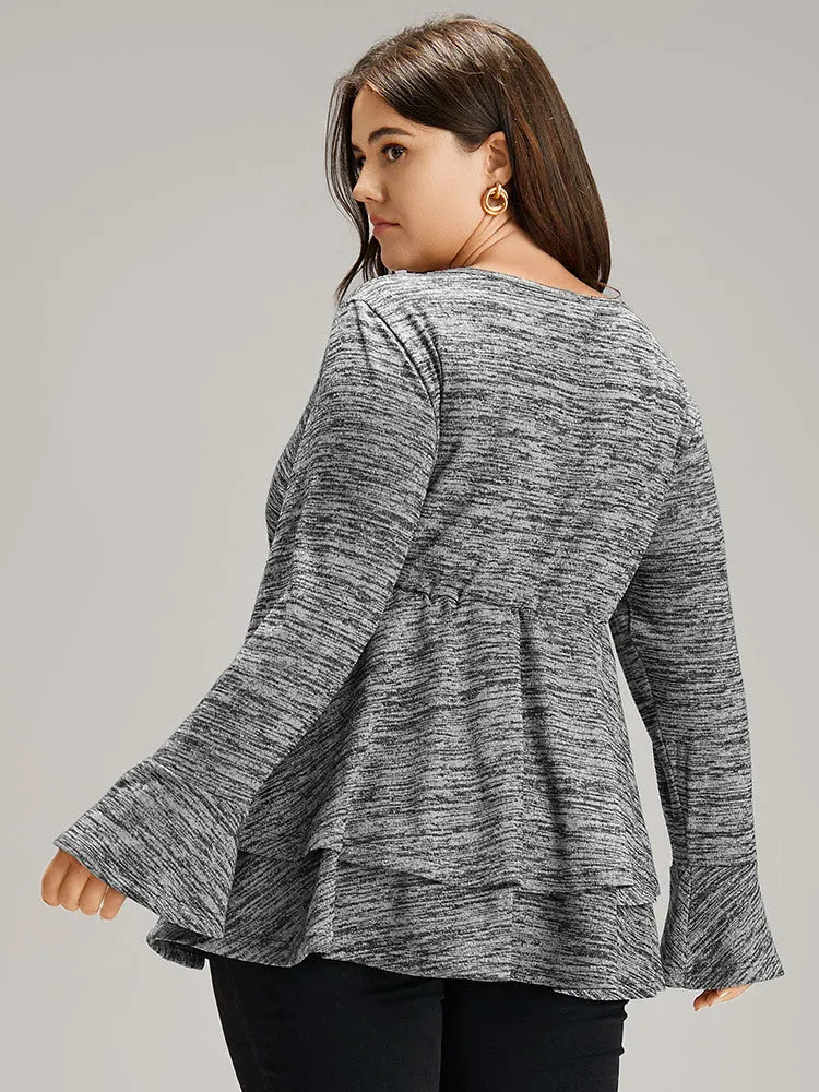 Plain Ruffle Layered Hem T-shirt sold by Bloomchic product image thumbnail 2