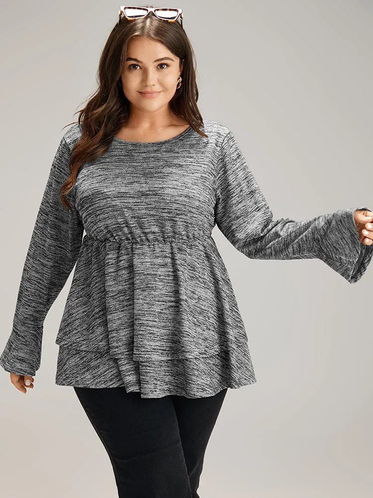 Plain Ruffle Layered Hem T-shirt sold by Bloomchic product image thumbnail 3