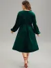 Velvet Floral Ties Gathered Lantern Sleeve Dress sold by Bloomchic