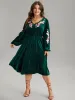 Velvet Floral Ties Gathered Lantern Sleeve Dress sold by Bloomchic