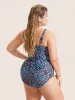 Leopard Print Gathered See Through One Piece Swimsuit sold by Bloomchic