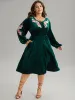 Velvet Floral Ties Gathered Lantern Sleeve Dress sold by Bloomchic