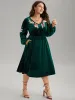Velvet Floral Ties Gathered Lantern Sleeve Dress sold by Bloomchic