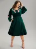 Velvet Floral Ties Gathered Lantern Sleeve Dress sold by Bloomchic