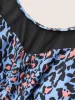 Leopard Print Gathered See Through One Piece Swimsuit sold by Bloomchic