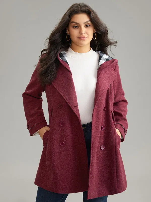 Plaid Patchwork Double Breasted Belted Hooded Coat sold by Bloomchic