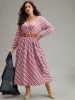 Striped Elastic Waist Gathered Dress sold by Bloomchic